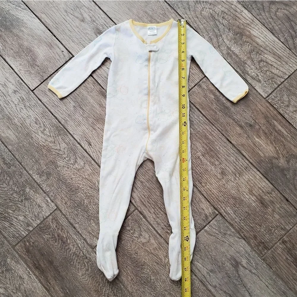 The Children's Place Zipper Closure White and Yellow Footie Size 18 Months